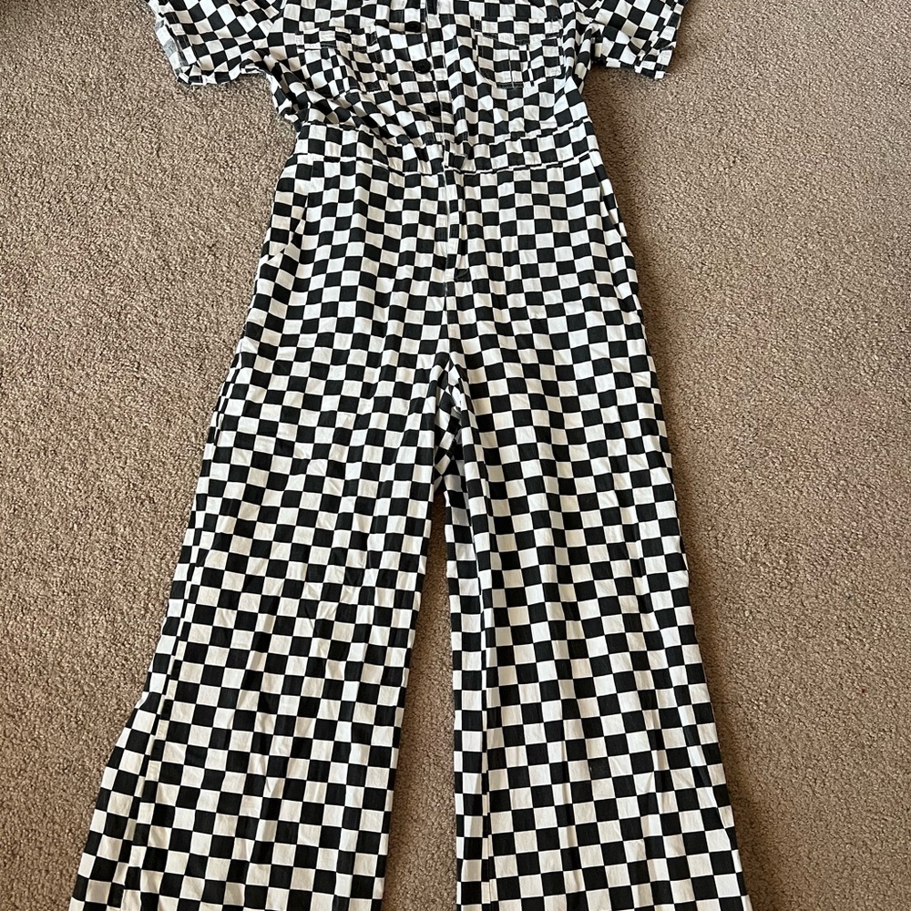 Anthropologie - Marrs Saint Geraldine - Checkered Black and White Jumpsuit